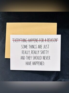1pc - Dry Humor Sympathy Card w/ Envelope- Blank Inside